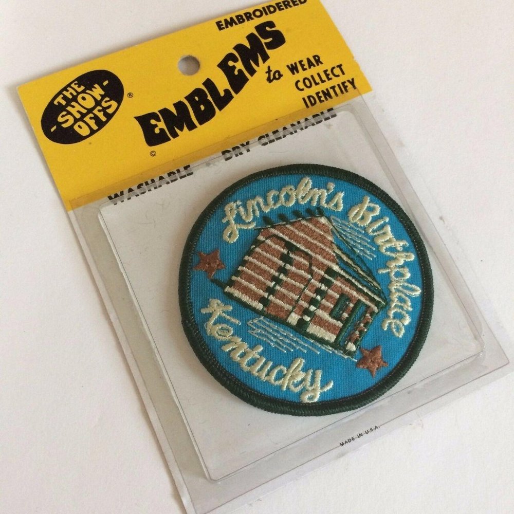 VINTAGE PATCH NEW IN PACKAGE LINCOLNS BIRTHPLACE K